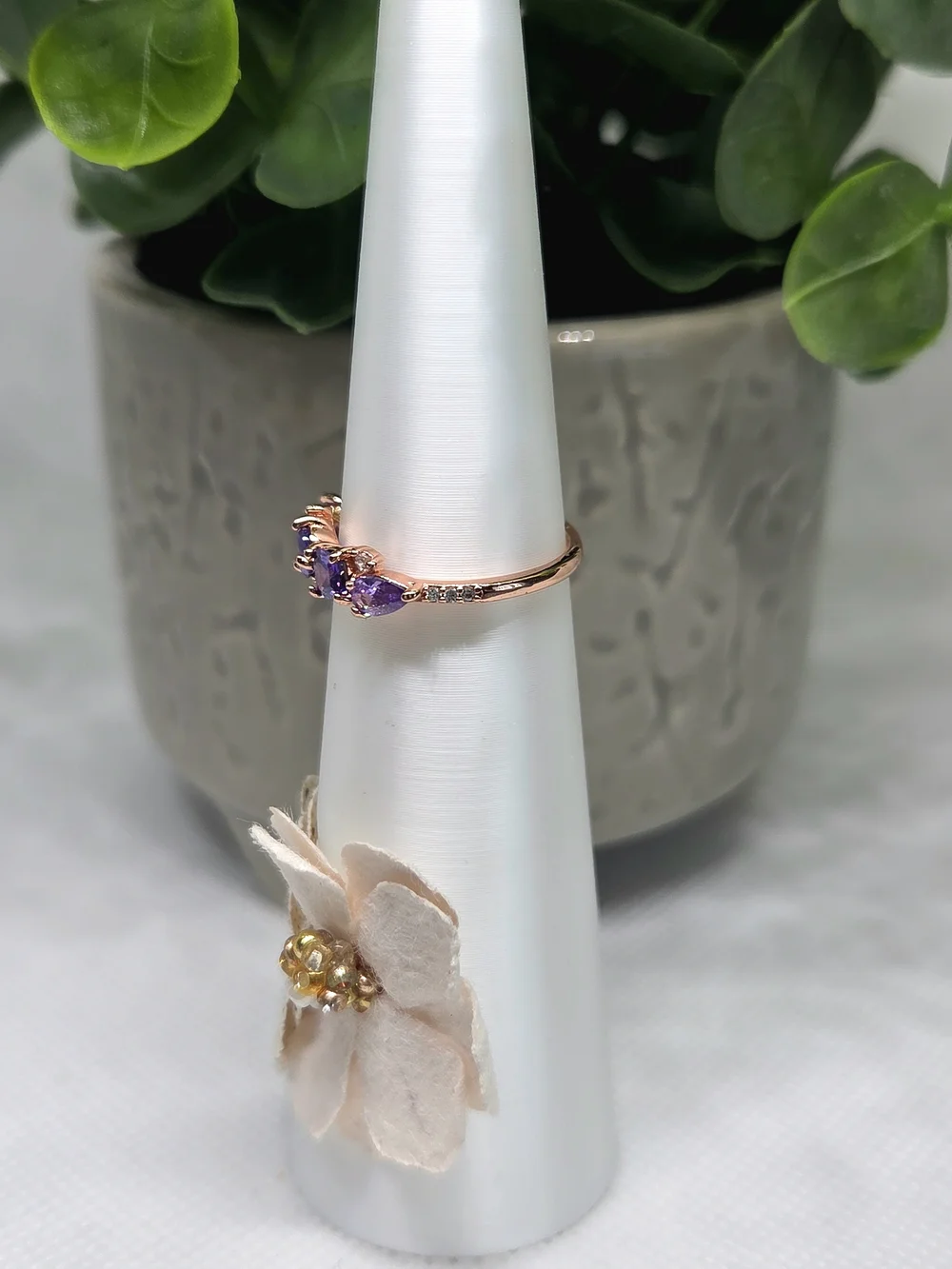BP Rose Gold Ring with Amethyst Crystals